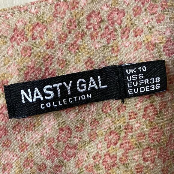 Nasty Gal Maxi Tea Dress Floral Print Button Down Puff Sleeve Size 10 - Picture 12 of 12